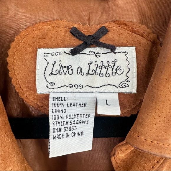 LIVE A LITTLE Jacket Women Medium Suede Leather Western Vintage Boho Country Tan - Picture 7 of 7